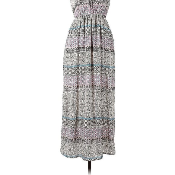 RUNWAY STORY Women's Boho Pattern Tie Neck Sleeveless Maxi Dress Size M - Picture 2 of 5
